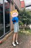 紅蜻蜓五分牛仔短褲女夏季薄款2025年新款高腰寬松辣妹女士闊腿中褲子 淺藍(lán)色 L 曬單實(shí)拍圖