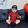 G.DUCKKIDS小黃鴨童裝嬰兒衣服夏季薄款寶寶周歲禮服男寶百日宴滿月嬰兒服 紅色 66cm 建議0-3個月8-12斤 曬單實(shí)拍圖