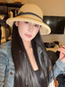 范詩(shī)奧春夏赫本風(fēng)文藝簡(jiǎn)約遮陽(yáng)草帽女可折疊盆帽卷邊漁夫帽子防曬太陽(yáng)帽 米色      前長(cháng)后短草帽 55-58CM 曬單實(shí)拍圖