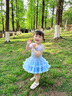 G.DUCKKIDS小黃鴨童裝女童裙子夏季洋氣公主裙兒童連衣裙女孩禮服tutu裙紗裙 藍色 100 尺碼2~3歲【90-100cm】cm 曬單實(shí)拍圖