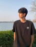 燦圖美式重磅純棉玫瑰短袖t恤男夏季寬松內(nèi)搭半截袖休閑打底衫上衣服 黑色 XL 【建議120-140斤】 曬單實拍圖