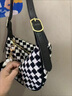酷奇袋鼠（KUQIDAISHU）小眾設計感毛呢包包女2025新款時(shí)尚百搭夏季單肩斜挎包休閑餃子包 咖色菱格 曬單實(shí)拍圖