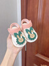 米嘟爾嬰兒夏季軟底學(xué)步鞋寶寶一歲棉布鞋寶寶鞋子包頭防掉步前涼鞋拼色 卡其（珊瑚涼鞋-綠兔兔） 11 S 內長(cháng)10.5cm 建議0-5月 曬單實(shí)拍圖