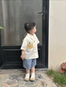 班喜迪男童夏裝套裝2025新款帥氣小童裝兒童短袖襯衫牛仔褲夏季寶寶衣服 米色 110 曬單實(shí)拍圖