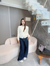 lagogo甜美蕾絲花邊領(lǐng)針織衫女拉谷谷2025年秋季新款溫柔通勤開(kāi)衫 米色 S 曬單實(shí)拍圖