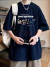 BAA AND BAA短袖t恤男款2025夏季小眾寬松半袖衣服美式潮牌純棉體恤寬松上衣 酒紅色A5106-HLFS 3XL 【建議170斤-190斤】 曬單實(shí)拍圖