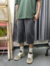 AEMAPE七分褲男士牛仔短褲男夏季天絲直筒寬松休閑百搭薄款運動(dòng)褲子男潮 JS-7002黑灰 L 110-130斤 曬單實(shí)拍圖