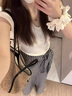 蝶嬌諾（DIEJIAONUO）連衣裙子女夏季2025新款韓版夏裝搭配感小個子顯高純欲風(fēng)高級感 上衣+裙子 S 曬單實(shí)拍圖