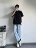 Wassup Sohot牛仔褲男夏季美式褲子男天絲薄款直筒長褲休閑男褲 中藍(lán) 2XL 曬單實拍圖