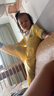 上寶麥夏款兒童連體睡衣蘭精莫代爾薄款七分袖男女童家居服 水嫩黃100碼 曬單實(shí)拍圖