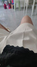 皮爾卡丹（pierre cardin）白色短褲女夏季薄款2024新款高腰a字裙褲花苞中褲休閑五分褲 米白色 XL 曬單實(shí)拍圖