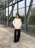 SNYDER WEAR美式復(fù)古慵懶棒球服外套女韓系寬松百搭外套撞色顯瘦夾克長袖上衣 燕麥拼酒紅，不加絨 常規(guī) S 建議95斤以內(nèi) 曬單實拍圖