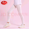 浪莎（LangSha）兒童褲子女童春秋打底褲莫代爾薄款運動(dòng)褲寶寶休閑九分褲 白色110 曬單實(shí)拍圖