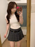 哈魯?shù)侠泵庙n系學(xué)院風(fēng)短袖T恤女2025夏季新款正肩短款顯瘦百搭收腰上衣 白色 M (91-105斤) 曬單實(shí)拍圖