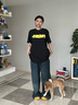 VLONE FRIENDS芝士大LOGO印花短袖T恤男女同款黑黃半袖 VLTE25005黑黃 L 曬單實拍圖