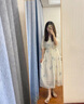 J-the法式茶歇碎花連衣裙子女夏季2025新款感溫柔氣質(zhì)系帶收腰長裙 主圖色 （包含吊帶） M 建議100-115斤 曬單實拍圖