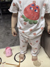巴厘小豬（BALIPIG）女童短袖家居服夏季薄款兩件套透氣寶寶套裝 米白 100 cm 曬單實拍圖