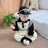 迪士尼（Disney）2025新款嬰兒衣服春秋季一歲男寶寶周歲禮服洋氣痞帥連體外出春裝 拼色哈衣 66cm 曬單實(shí)拍圖