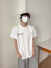 牧唯美式高街重磅短袖t恤男夏季boxy短款cleanfit情侶休閑百搭體恤衫 白色 XL [建議125-140斤] 曬單實(shí)拍圖