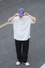 NYING短袖polo衫男25夏季新款美式潮牌半拉鏈t恤大碼寬松五分袖上衣服 白色 XL （125-145斤） 曬單實拍圖
