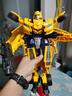擎天戰將柱大黃蜂合金版模型變形機器人汽車(chē)人男孩金剛玩具 黃蜂戰警【 高配聲光炮】 曬單實(shí)拍圖