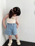 班喜迪女童牛仔短褲夏季2025新款洋氣女寶寶薄款冰絲褲兒童寬松褲子夏裝 花朵 100 曬單實拍圖
