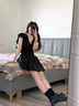妙奕嘉新品連衣裙夏天女2025年新小個(gè)子顯瘦黑色連衣裙赫本風(fēng)短裙小黑裙 黑色赫本風(fēng)時(shí)尚短裙 M 曬單實(shí)拍圖
