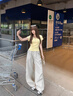 俞兆林（YUZHAOLIN）美式降落傘工裝褲女2025夏季新款高腰寬松闊腿百搭顯瘦登山運動褲 杏色 店內(nèi)熱銷 L 103-113斤 曬單實拍圖