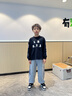 可可鴨（QQ DUCK）童裝兒童褲子男童運動褲學(xué)院風(fēng)長褲青少年衣服條紋運動淺灰；140 曬單實拍圖