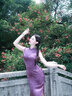 微光里新中式連衣裙女高級感名媛清冷感改良旗袍蝴蝶印花長裙性感包臀裙 紫色M碼【90-100斤】 曬單實拍圖