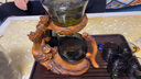 新款龍年懶人玻璃全自動功夫茶具套裝家用磁吸茶壺茶杯泡茶神器 青灰胡桃色《龍嘯九天》自動泡茶器+六彩杯 曬單實拍圖