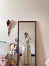 美式穿衣鏡復(fù)古落地鏡全身鏡壁掛試衣鏡貼墻家用鏡子服裝店更衣鏡 歐式胡桃木 40*150cm 曬單實(shí)拍圖