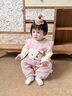 G.DUCKKIDS小黃鴨童裝嬰兒連體衣春秋季新生兒衣服女寶寶外出服秋裝爬服套裝 粉色 80cm 80尺碼建議9-12個(gè)月cm 曬單實(shí)拍圖