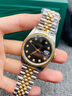 【二手99新】ROLEX 勞力士男表日志系列狂飆同款18K黃金后鑲鉆自動(dòng)機(jī)械二手奢侈品腕表16233 【16233】36m黑盤(pán)大包鉆 曬單實(shí)拍圖