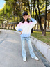 小豬彼特女童國風套裝2025新款秋季新中式衛(wèi)衣兒童春秋洋氣兩件套大童秋裝 13131藍色 120 cm 曬單實拍圖