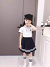 G.DUCKKIDS女童夏裝套裝2024新款洋氣兒童衣服女孩夏季百褶裙學(xué)院風(fēng)衣服兩件 白色一套 130 建議120-130cm7-8歲 曬單實拍圖