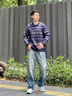 Teenie Weenie Men小熊男裝復古美式鎖溫保暖舒適質(zhì)感提花厚款毛衣 藏青 M 曬單實拍圖