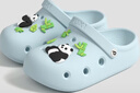 樸西兒童洞洞鞋寶寶拖鞋男女童夏季涼拖包頭中大童戶(hù)外防滑軟底涼鞋 凈水藍+熊貓鞋扣 34 【220mm】 曬單實(shí)拍圖