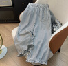 蘑菇同學(xué)文藝條紋闊腿褲女夏季2025新款木耳花邊設計松緊腰休閑遮肉九分褲 黑白條紋 L  建議110-125斤 曬單實(shí)拍圖