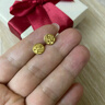 周六福（ZLF）七夕禮物  黃金耳飾女款5G金福字福牌國潮經(jīng)典亮面工藝耳釘 計價 1.42g 曬單實拍圖