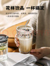 川島屋（KAWASIMAYA）吸管玻璃杯子辦公室喝水杯家用咖啡奶茶杯430ml-黑色 曬單實(shí)拍圖