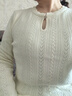 百圖betu女裝秋新款毛針織衫水滴鏤空長(cháng)袖提花扭繩針織衫2409T18 米白 XS 曬單實(shí)拍圖