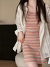GOCHIEI吊帶連衣裙女裝春夏季小個(gè)子法式休閑純欲顯瘦短裙子彩虹吊帶裙 M建議85-100斤 曬單實(shí)拍圖
