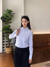 TOMMY HILFIGER【挺括牛津紡】女裝商務(wù)休閑易打理純色條紋長(zhǎng)袖襯衫外套 【條紋牛津紡】藍(lán)白條紋C31 XS 曬單實(shí)拍圖