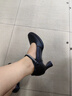 ZHR頭層牛皮單鞋女粗跟職場皮鞋女優(yōu)雅瑪麗珍鞋子女高跟鞋KM15黑色37 曬單實拍圖