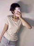 羽雅曼正肩短袖女t恤女士新款夏季女裝修身潮流辣妹顯瘦上衣夏裝 短袖【淺灰色】 L 【建議95-105斤】 曬單實(shí)拍圖