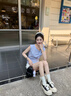 共跡gongji【范丞丞同款】2025夏季新款方頭厚底板鞋女潮鞋帆布鞋休閑鞋子男 森林黑 (張藝興同款)/偏大一碼 36 （233mm） 曬單實拍圖