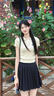 哥瑞美（GOREMAN）肌理設(shè)計(jì)感2025年新款夏季時(shí)尚polo領(lǐng)針織小衫短袖t恤女上衣 杏色短袖 均碼 【建議80-120斤】 曬單實(shí)拍圖