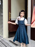 G.DUCKKIDS小黃鴨女童牛仔背帶連衣裙短袖襯衫兩件套女春夏裝中長(cháng)款裙子套裝 【單件】牛仔背帶裙 120 【適合36-45斤】 曬單實(shí)拍圖