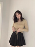 魅姿茉百褶裙女夏季2025新款純色高腰顯瘦防走光半身裙a字 黑色 L 曬單實(shí)拍圖